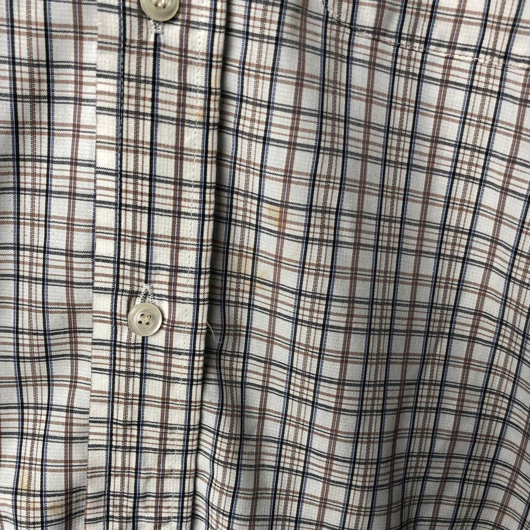VEDI TAILORS Short-Sleeve Check Shirt, Boxy Shirt, Men's Size L (Equivalent), Vintage unclear white type Vintage Second Hand