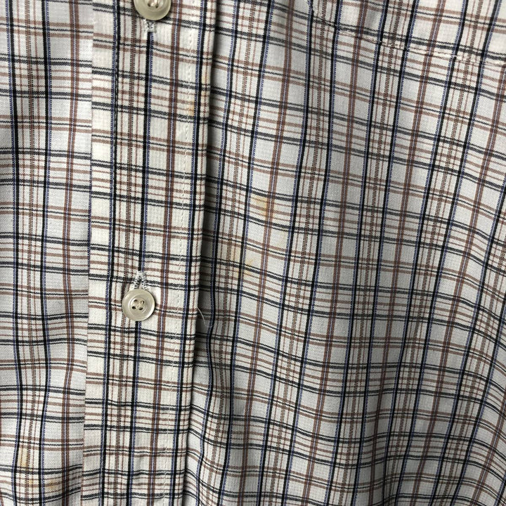 VEDI TAILORS Short-Sleeve Check Shirt, Boxy Shirt, Men's Size L (Equivalent), Vintage unclear white type Vintage Second Hand