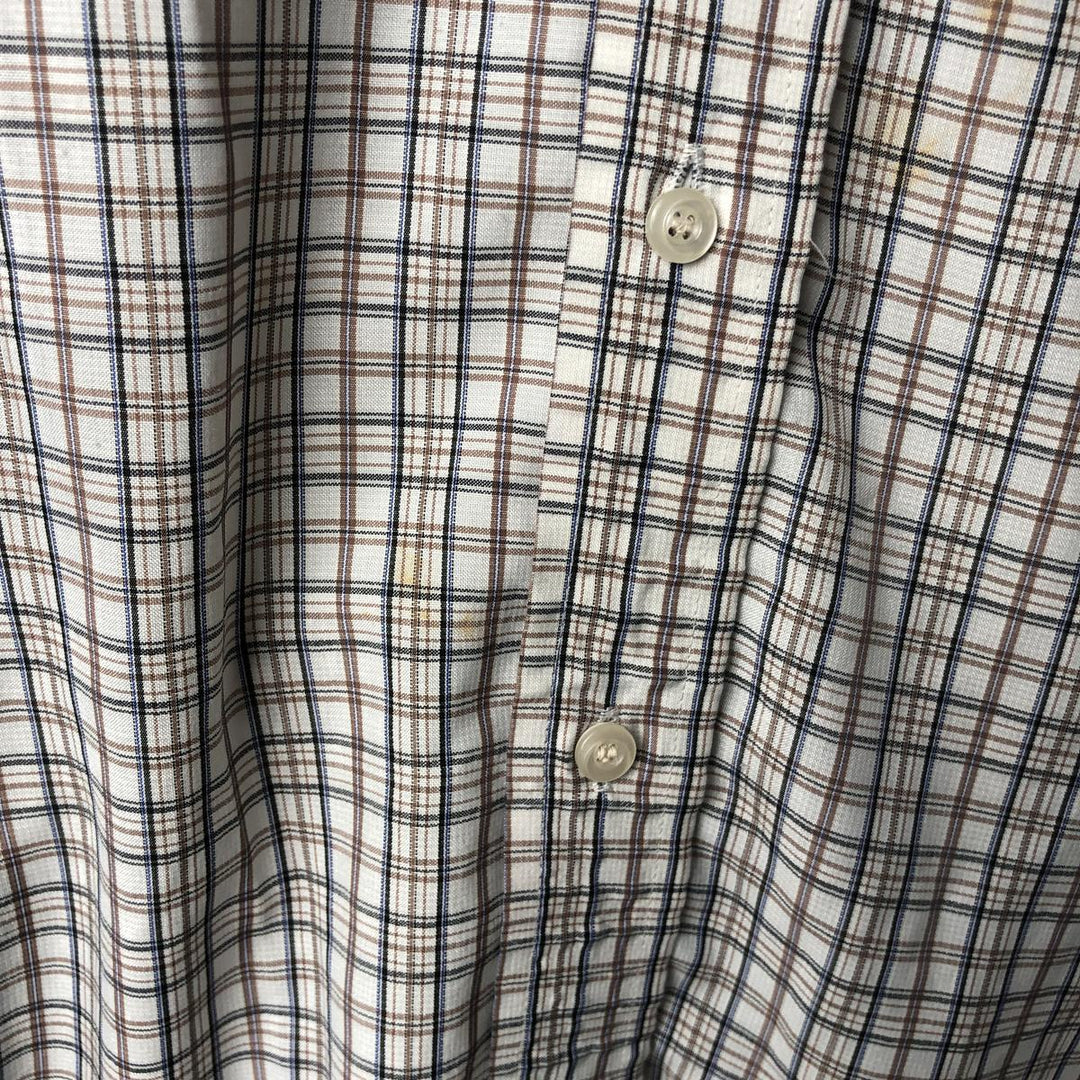 VEDI TAILORS Short-Sleeve Check Shirt, Boxy Shirt, Men's Size L (Equivalent), Vintage unclear white type Vintage Second Hand