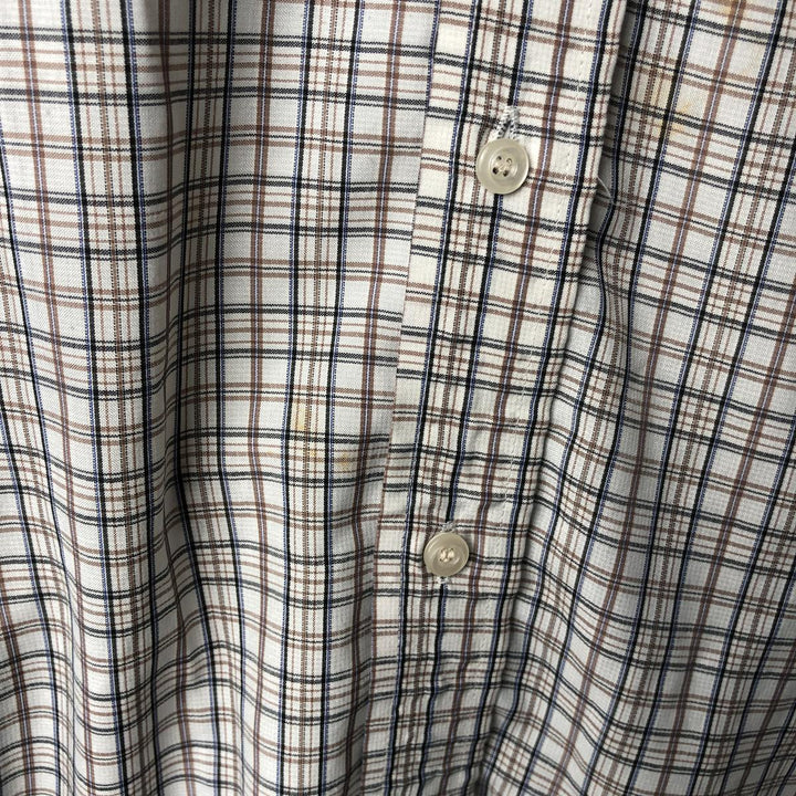 VEDI TAILORS Short-Sleeve Check Shirt, Boxy Shirt, Men's Size L (Equivalent), Vintage unclear white type Vintage Second Hand