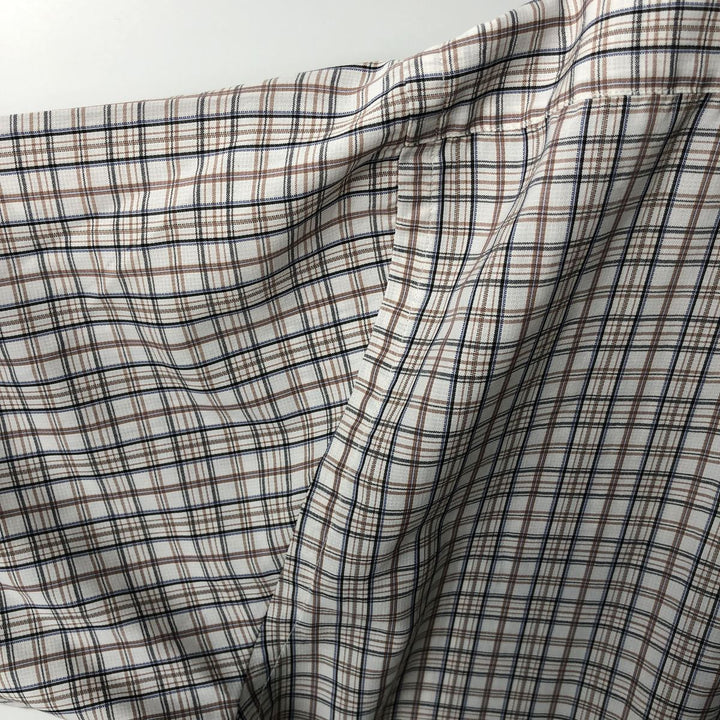 VEDI TAILORS Short-Sleeve Check Shirt, Boxy Shirt, Men's Size L (Equivalent), Vintage unclear white type Vintage Second Hand