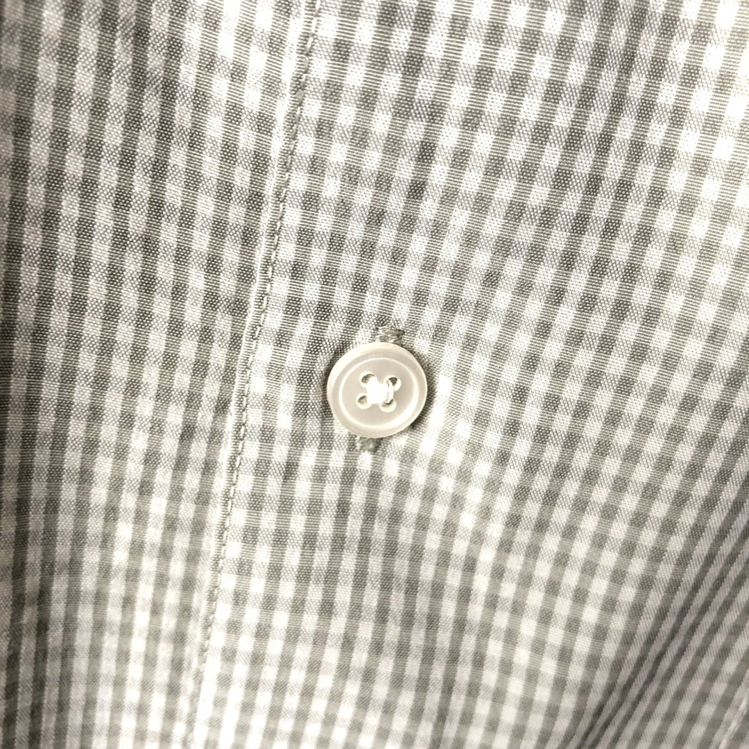 Perry Ellis Gingham Check Short-Sleeve Poly/Rayon Box Shirt, Men's Size L (approx.) Rayon white type Vintage Second Hand