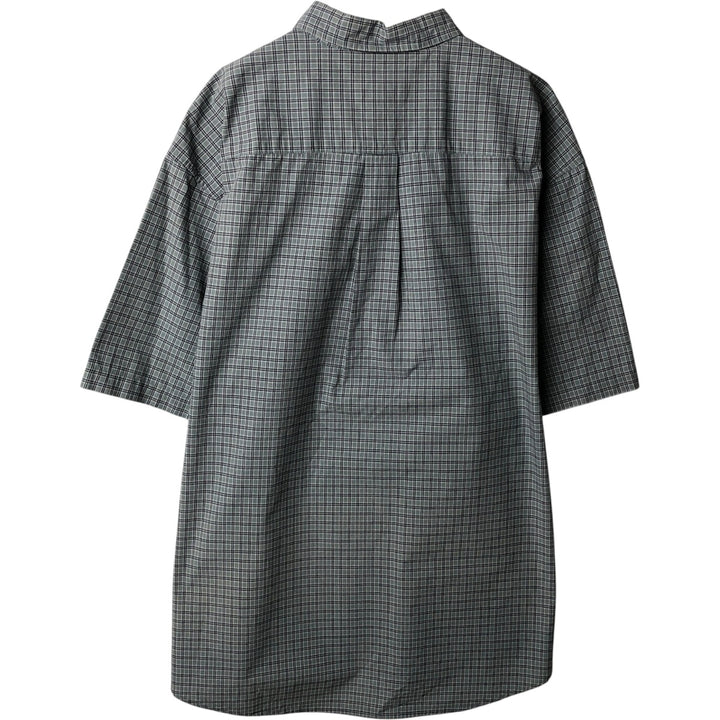 Eddie Bauer short sleeve button down check shirt, men's XL size cotton Blue type light blue Vintage Second Hand