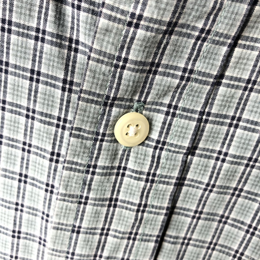 Eddie Bauer short sleeve button down check shirt, men's XL size cotton Blue type light blue Vintage Second Hand