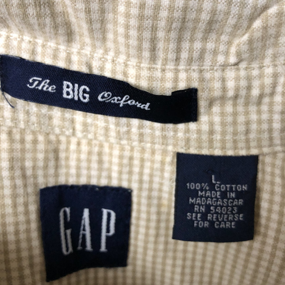 90'S GAP Old Gap Short Sleeve Button Down Check Shirt Men's L Size Vintage cotton white type Vintage Second Hand