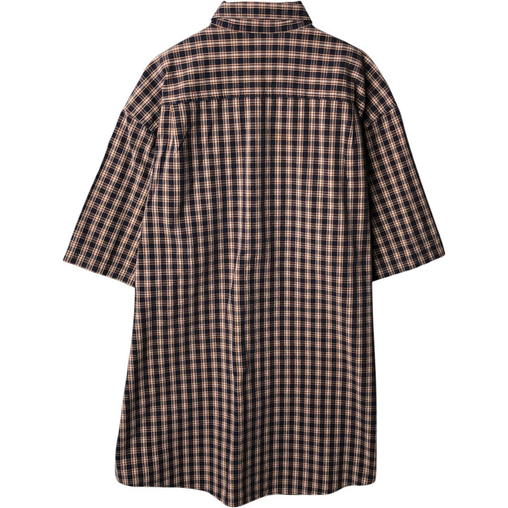 90s-00'S LLBean Short-Sleeve Button-Down Check Shirt, Men's Size L (approx.), Vintage cotton navy blue type Vintage Second Hand