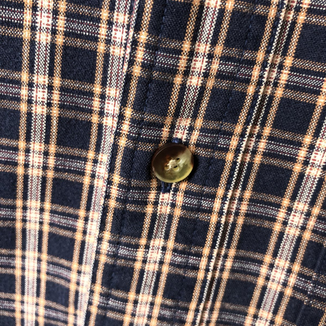 90s-00'S LLBean Short-Sleeve Button-Down Check Shirt, Men's Size L (approx.), Vintage cotton navy blue type Vintage Second Hand