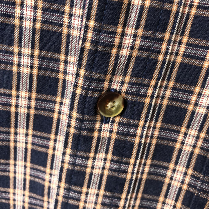 90s-00'S LLBean Short-Sleeve Button-Down Check Shirt, Men's Size L (approx.), Vintage cotton navy blue type Vintage Second Hand