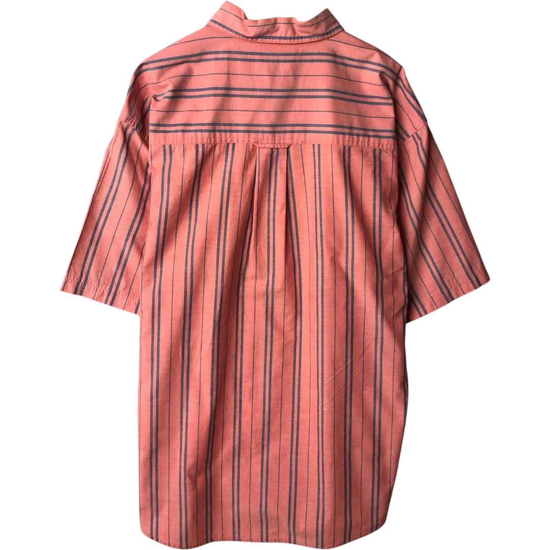 80s-90'S Eddie Bauer Black Tag Short-Sleeve Button-Down Striped Shirt, Men's Size L (Equivalent), Vintage cotton coral Vintage Second Hand