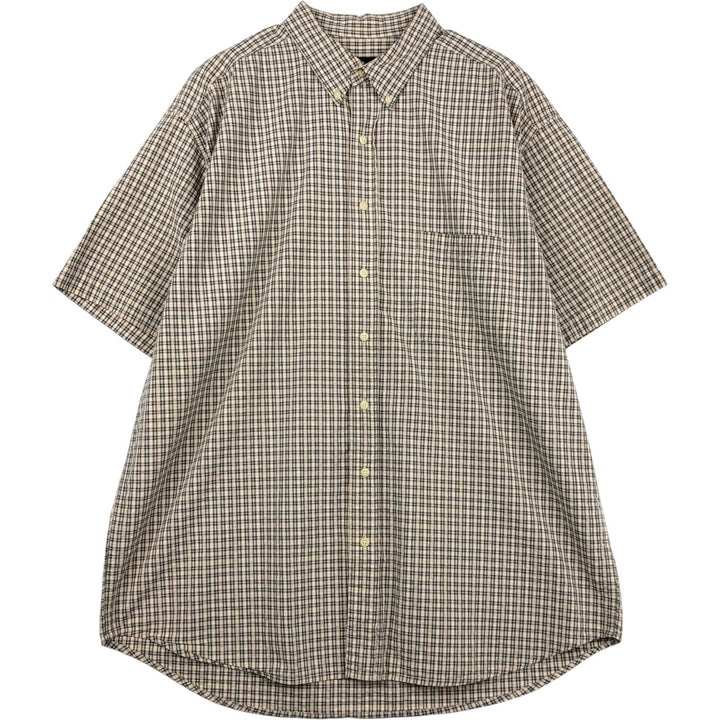 Eddie Bauer seersucker short-sleeved button-down check shirt, men's size XL. cotton Beige type Vintage Second Hand