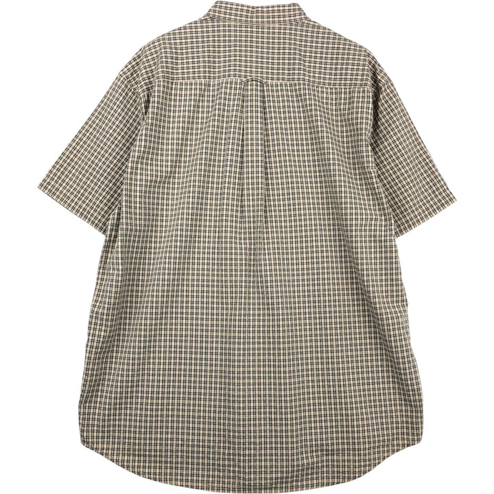 Eddie Bauer seersucker short-sleeved button-down check shirt, men's size XL. cotton Beige type Vintage Second Hand