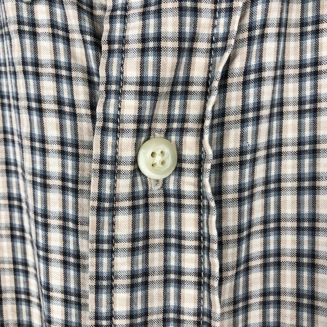 Eddie Bauer seersucker short-sleeved button-down check shirt, men's size XL. cotton Beige type Vintage Second Hand