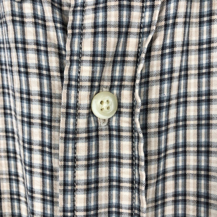 Eddie Bauer seersucker short-sleeved button-down check shirt, men's size XL. cotton Beige type Vintage Second Hand