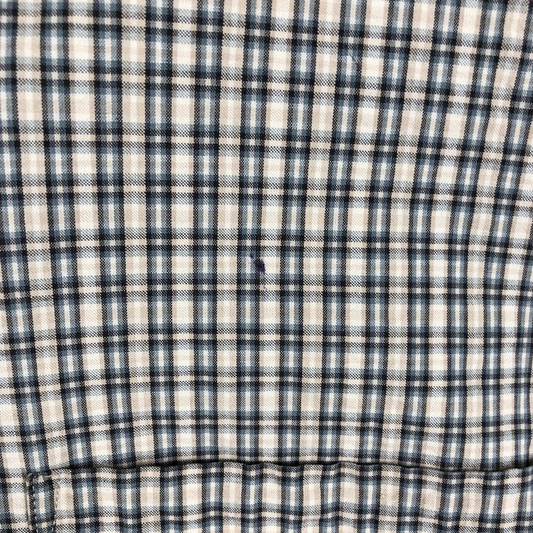 Eddie Bauer seersucker short-sleeved button-down check shirt, men's size XL. cotton Beige type Vintage Second Hand