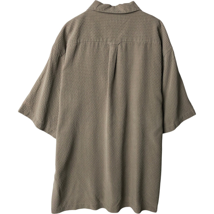 Columbia GRT Check Pattern Short-Sleeve Open-Collar Box Shirt (Men's Size L) Modal Khaki type Vintage Second Hand