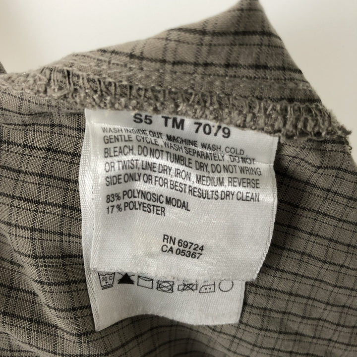 Columbia GRT Check Pattern Short-Sleeve Open-Collar Box Shirt (Men's Size L) Modal Khaki type Vintage Second Hand