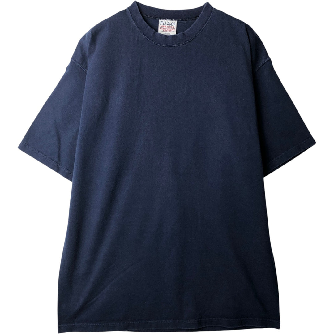90'S PLUMA Plain T-Shirt, Made in USA, Men's Size L (Equivalent), Vintage cotton navy blue type Vintage Second Hand