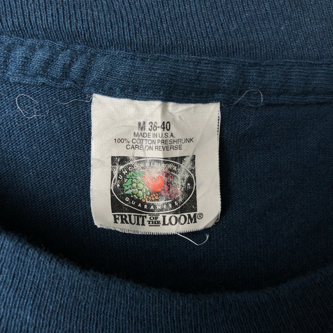 ~90'S Fruit of the Loom Plain Pocket T-Shirt, Made in USA, Men's Size M (Equivalent), Vintage cotton navy blue type Vintage Second Hand