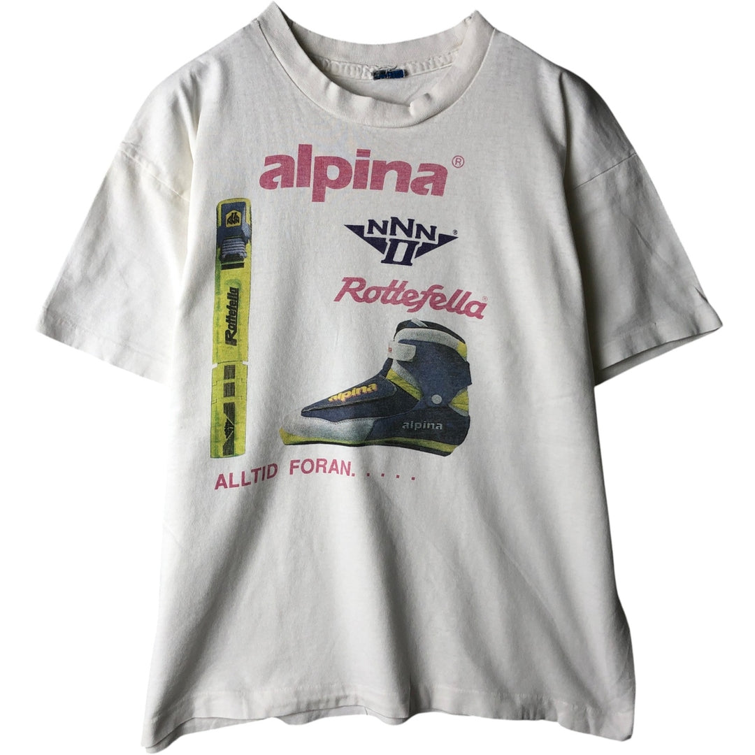 90'S Screen Stars ALPINA Advertising T-shirt, Men's Size M (approx.), Vintage cotton white type Vintage Second Hand