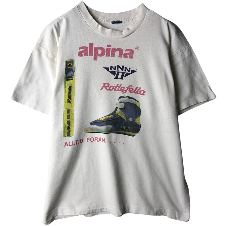 90'S Screen Stars ALPINA Advertising T-shirt, Men's Size M (approx.), Vintage cotton white type Vintage Second Hand