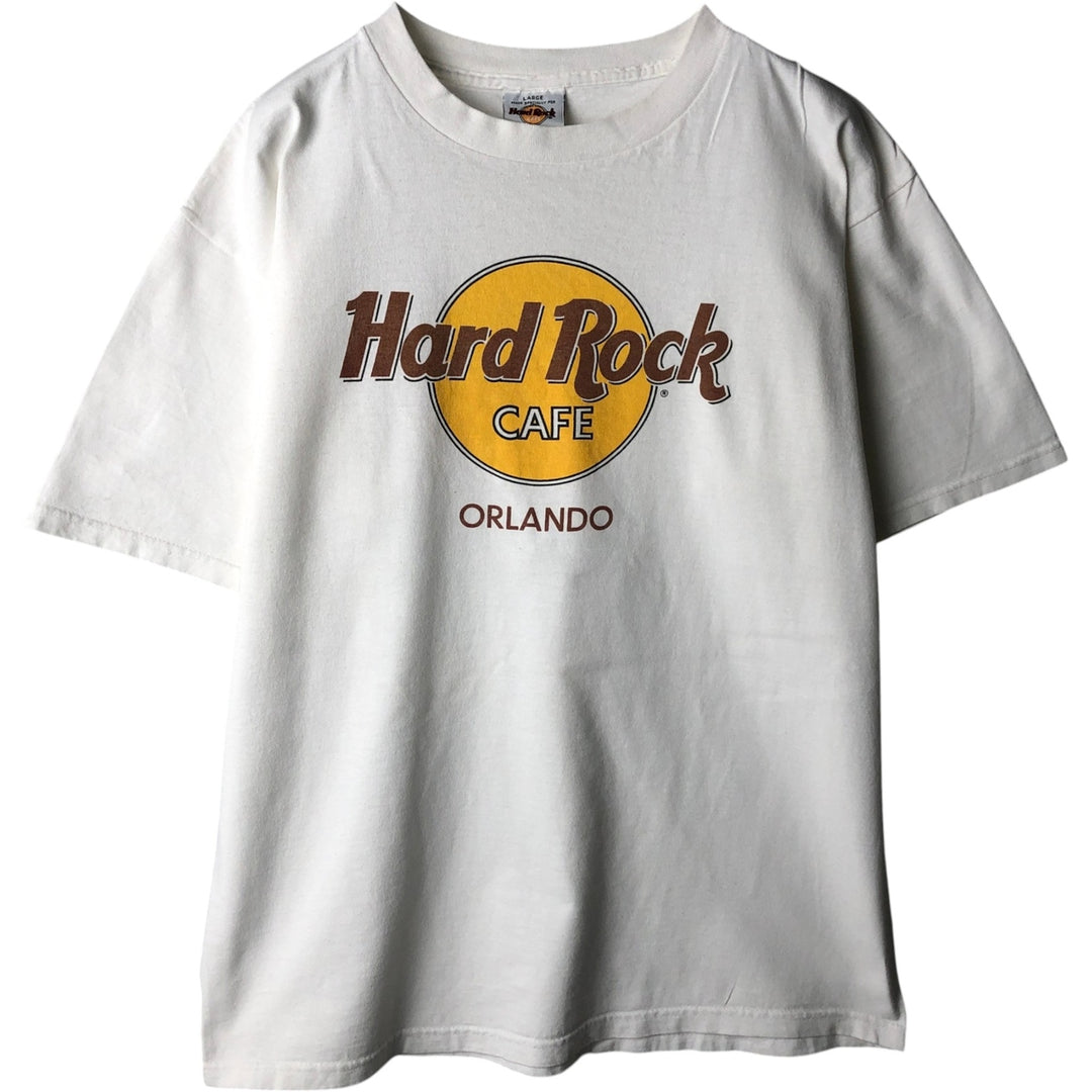 HARD ROCK CAFE Hard Rock Cafe Advertising T-shirt Made in USA Men's L size cotton white type Vintage Second Hand