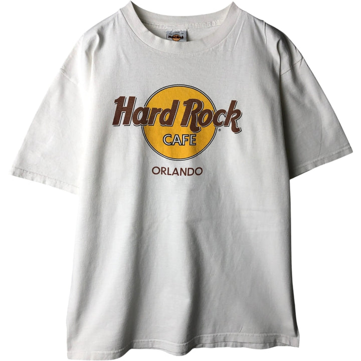 HARD ROCK CAFE Hard Rock Cafe Advertising T-shirt Made in USA Men's L size cotton white type Vintage Second Hand