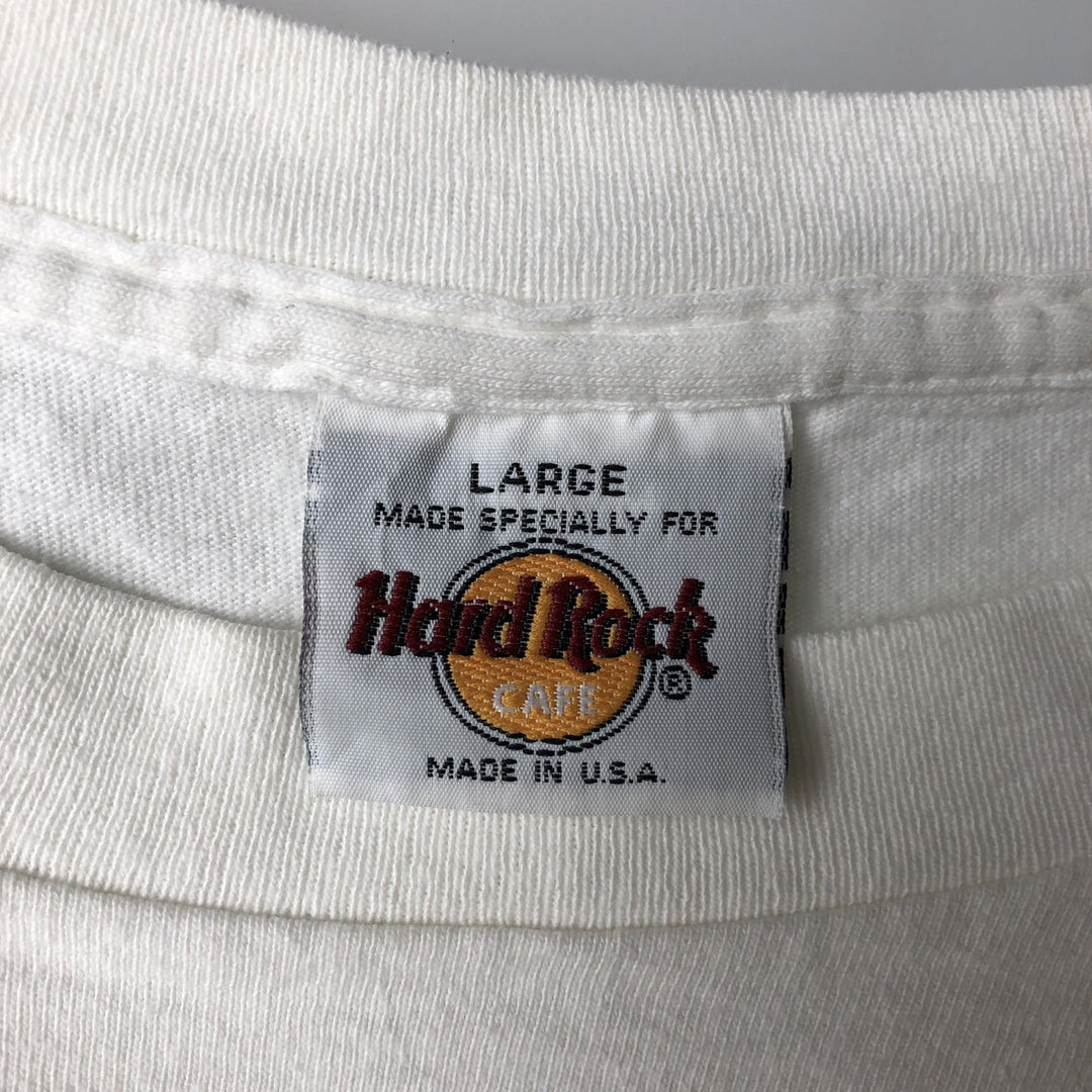 HARD ROCK CAFE Hard Rock Cafe Advertising T-shirt Made in USA Men's L size cotton white type Vintage Second Hand