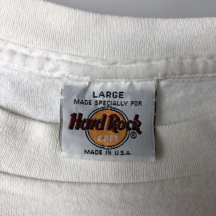 HARD ROCK CAFE Hard Rock Cafe Advertising T-shirt Made in USA Men's L size cotton white type Vintage Second Hand