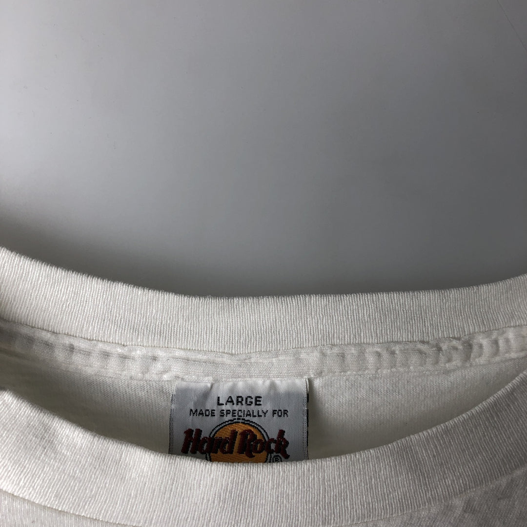 HARD ROCK CAFE Hard Rock Cafe Advertising T-shirt Made in USA Men's L size cotton white type Vintage Second Hand