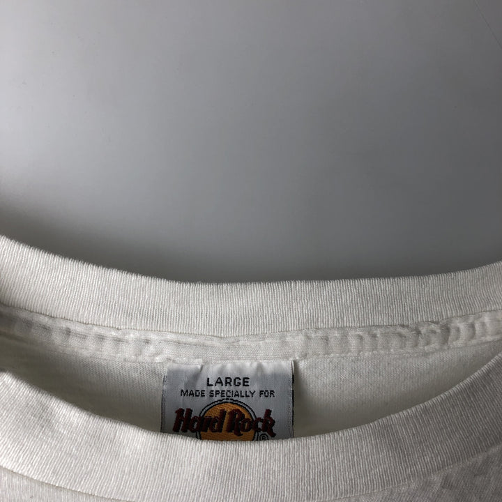 HARD ROCK CAFE Hard Rock Cafe Advertising T-shirt Made in USA Men's L size cotton white type Vintage Second Hand