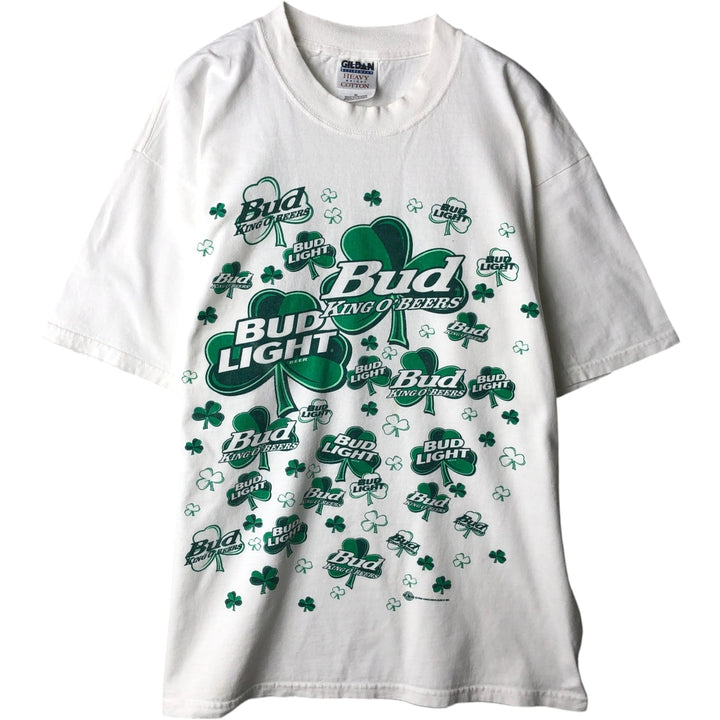 Gildan Bud Light Advertising T-Shirt, Men's Size XL (approx.) cotton white type Vintage Second Hand