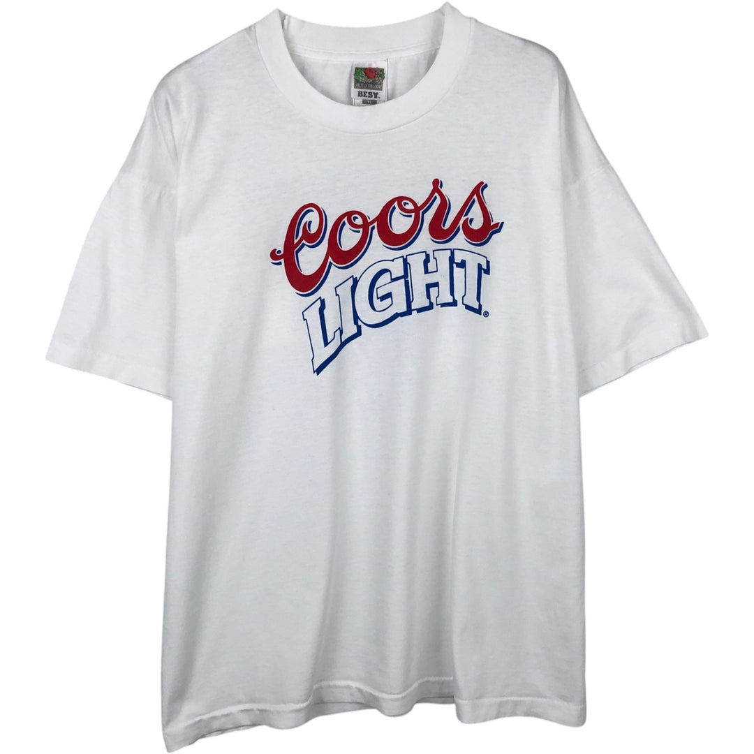 2000'S Fruit of the Loom Coors Light advertising T-shirt, men's size XL (approx.) cotton white type Vintage Second Hand
