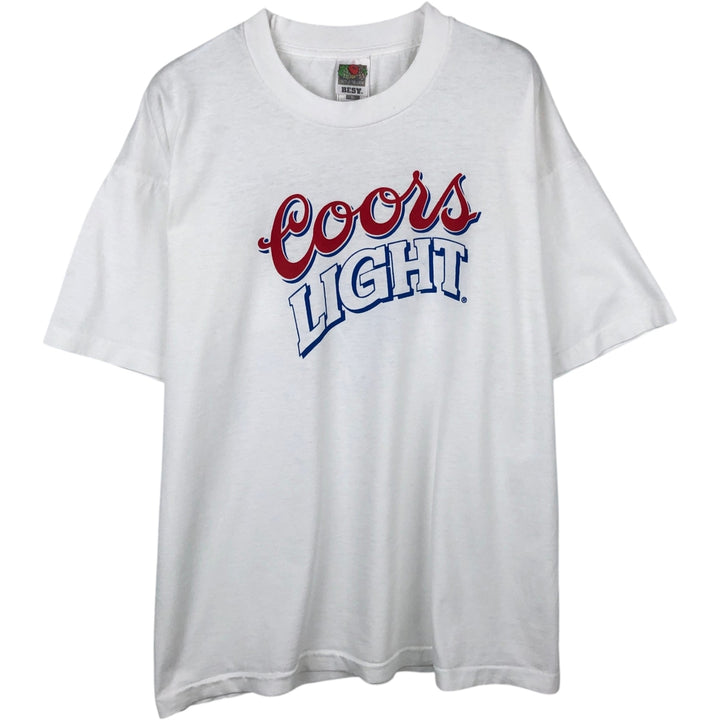 2000'S Fruit of the Loom Coors Light advertising T-shirt, men's size XL (approx.) cotton white type Vintage Second Hand