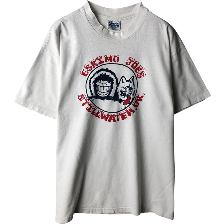 1980'S Hanes Eskimo Joe's Advertising T-Shirt, Made in USA, Men's XL equivalent, Vintage cotton white type Vintage Second Hand