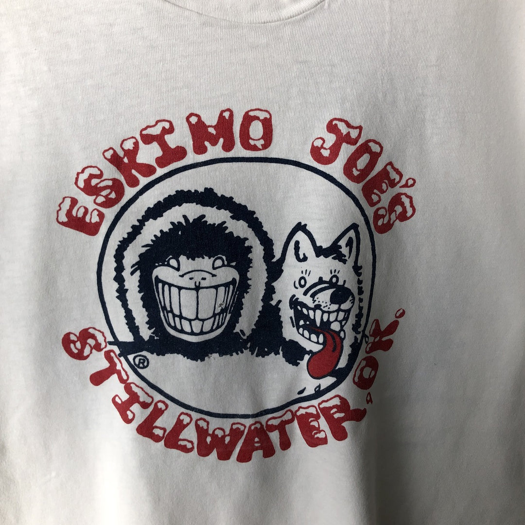 1980'S Hanes Eskimo Joe's Advertising T-Shirt, Made in USA, Men's XL equivalent, Vintage cotton white type Vintage Second Hand