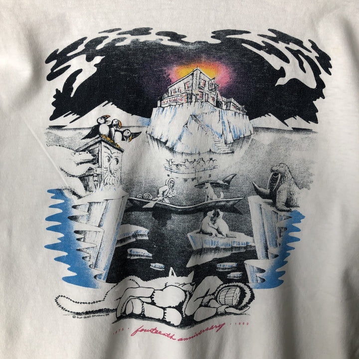 1980'S Hanes Eskimo Joe's Advertising T-Shirt, Made in USA, Men's XL equivalent, Vintage cotton white type Vintage Second Hand