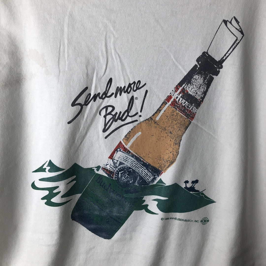 80'S SUGAR CREEK BUDWEISER Advertising T-Shirt, Made in USA, Men's XXL equivalent, Vintage cotton white type Vintage Second Hand