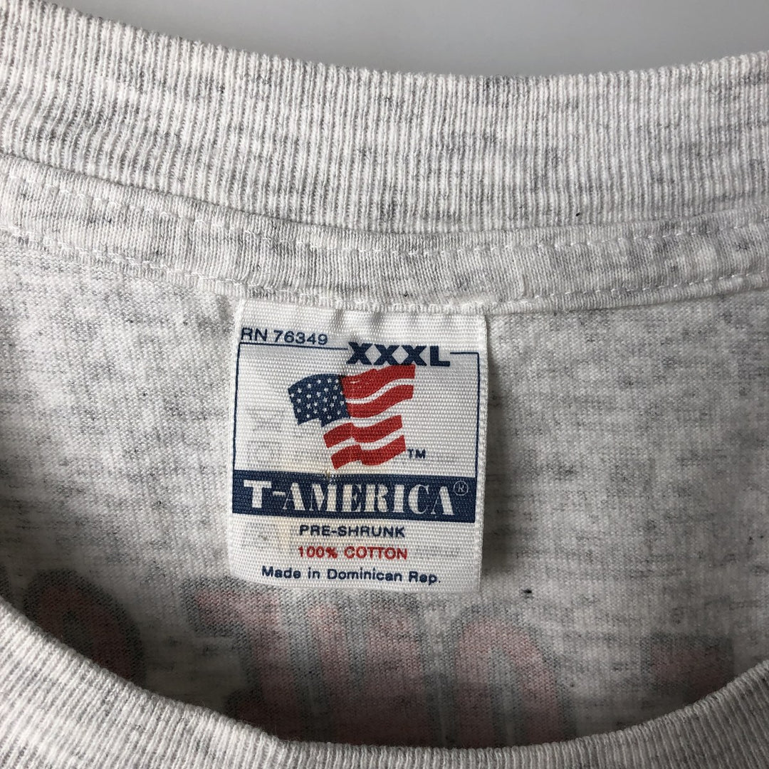 Big Size 90'S T-AMERICA BUDWEISER Advertising T-Shirt Men's XXXL Equivalent Vintage cotton gray type Vintage Second Hand