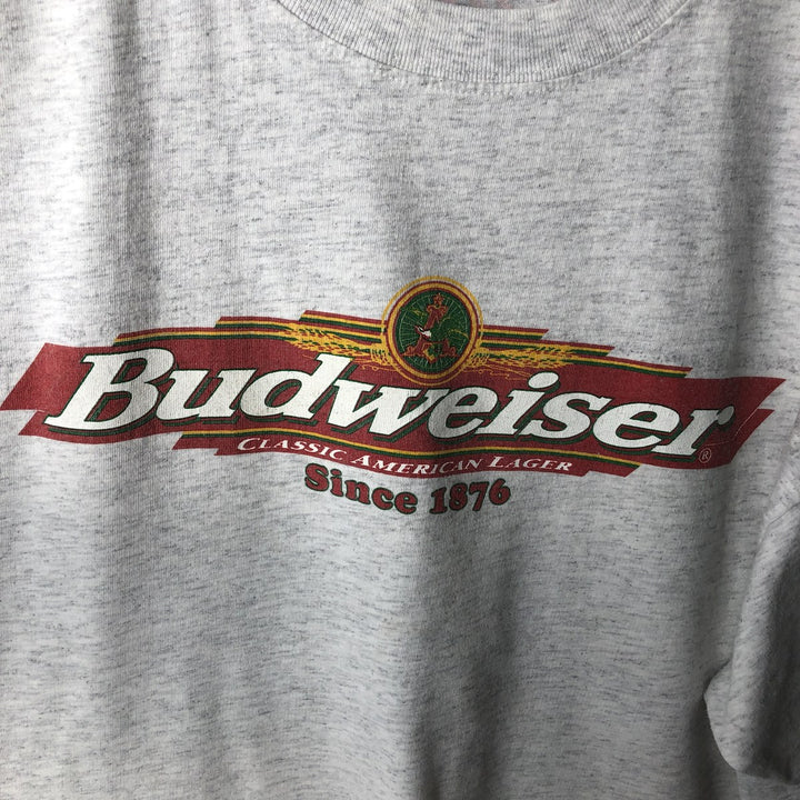 Big Size 90'S T-AMERICA BUDWEISER Advertising T-Shirt Men's XXXL Equivalent Vintage cotton gray type Vintage Second Hand