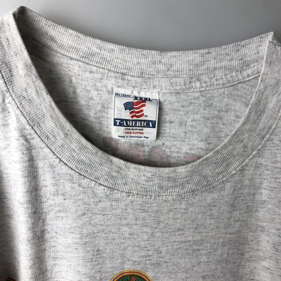 Big Size 90'S T-AMERICA BUDWEISER Advertising T-Shirt Men's XXXL Equivalent Vintage cotton gray type Vintage Second Hand