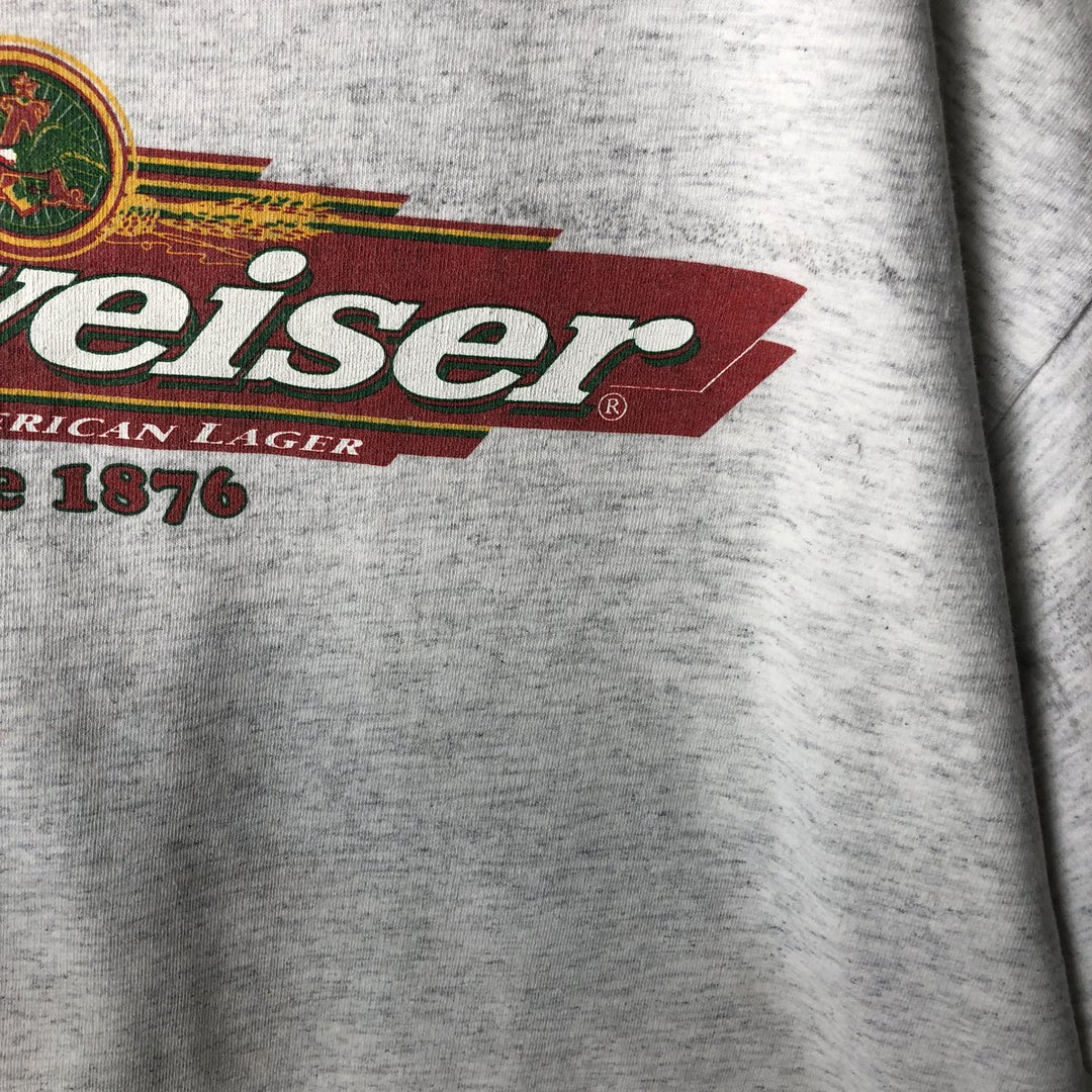 Big Size 90'S T-AMERICA BUDWEISER Advertising T-Shirt Men's XXXL Equivalent Vintage cotton gray type Vintage Second Hand