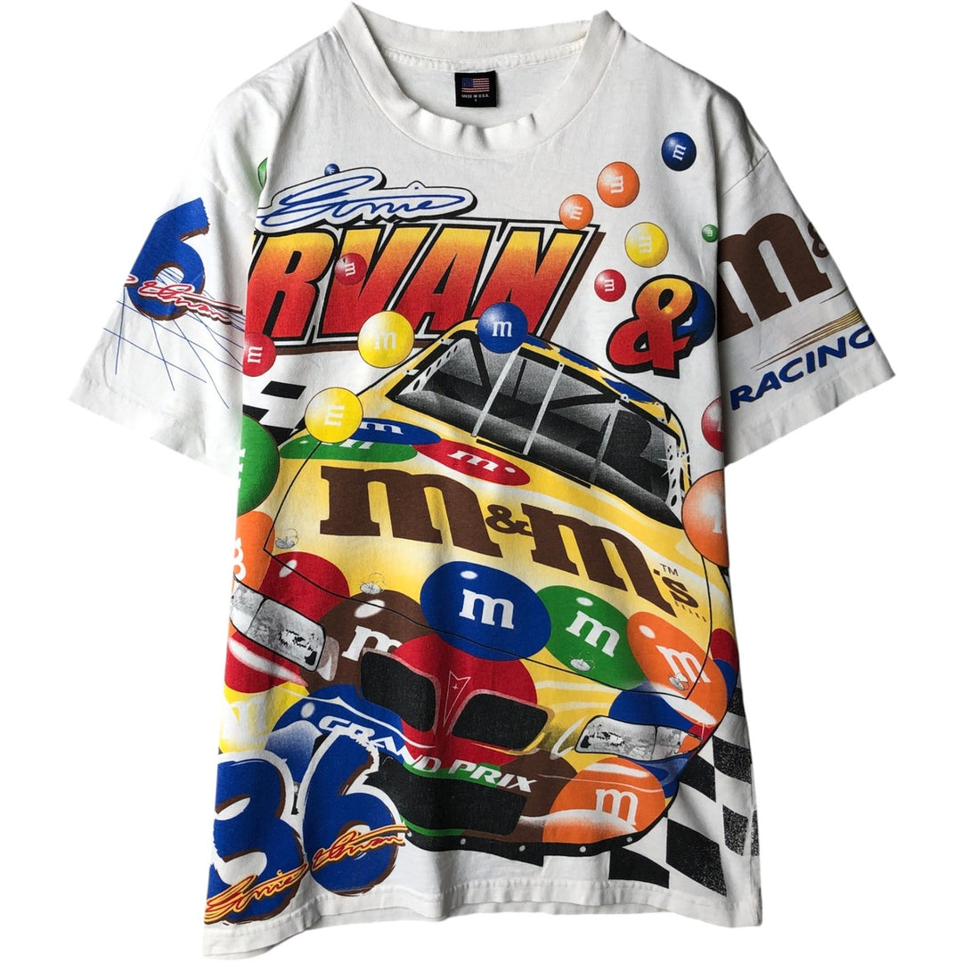 90'S M and M's advertising T-shirt, made in USA, men's size L equivalent, vintage, large print. cotton white type Vintage Second Hand
