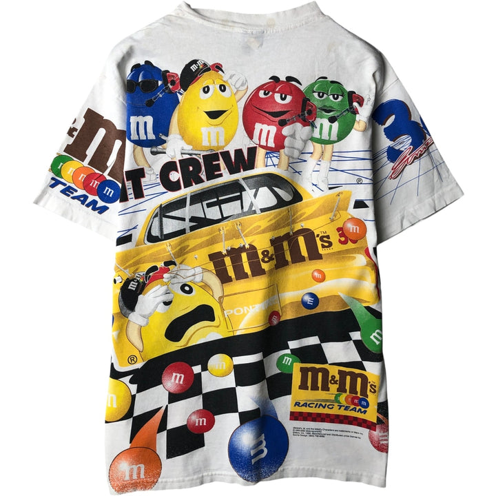 90'S M and M's advertising T-shirt, made in USA, men's size L equivalent, vintage, large print. cotton white type Vintage Second Hand