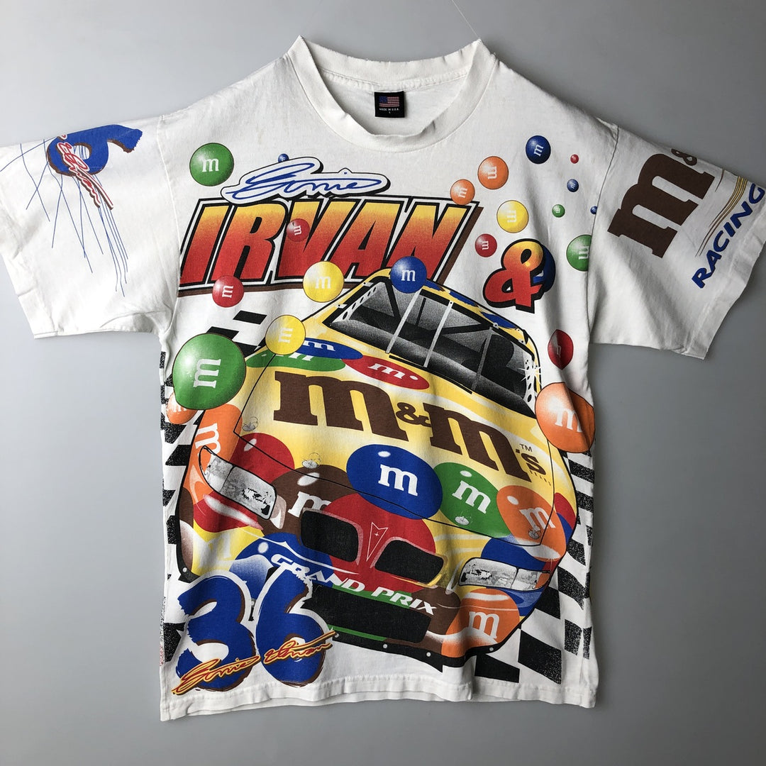 90'S M and M's advertising T-shirt, made in USA, men's size L equivalent, vintage, large print. cotton white type Vintage Second Hand