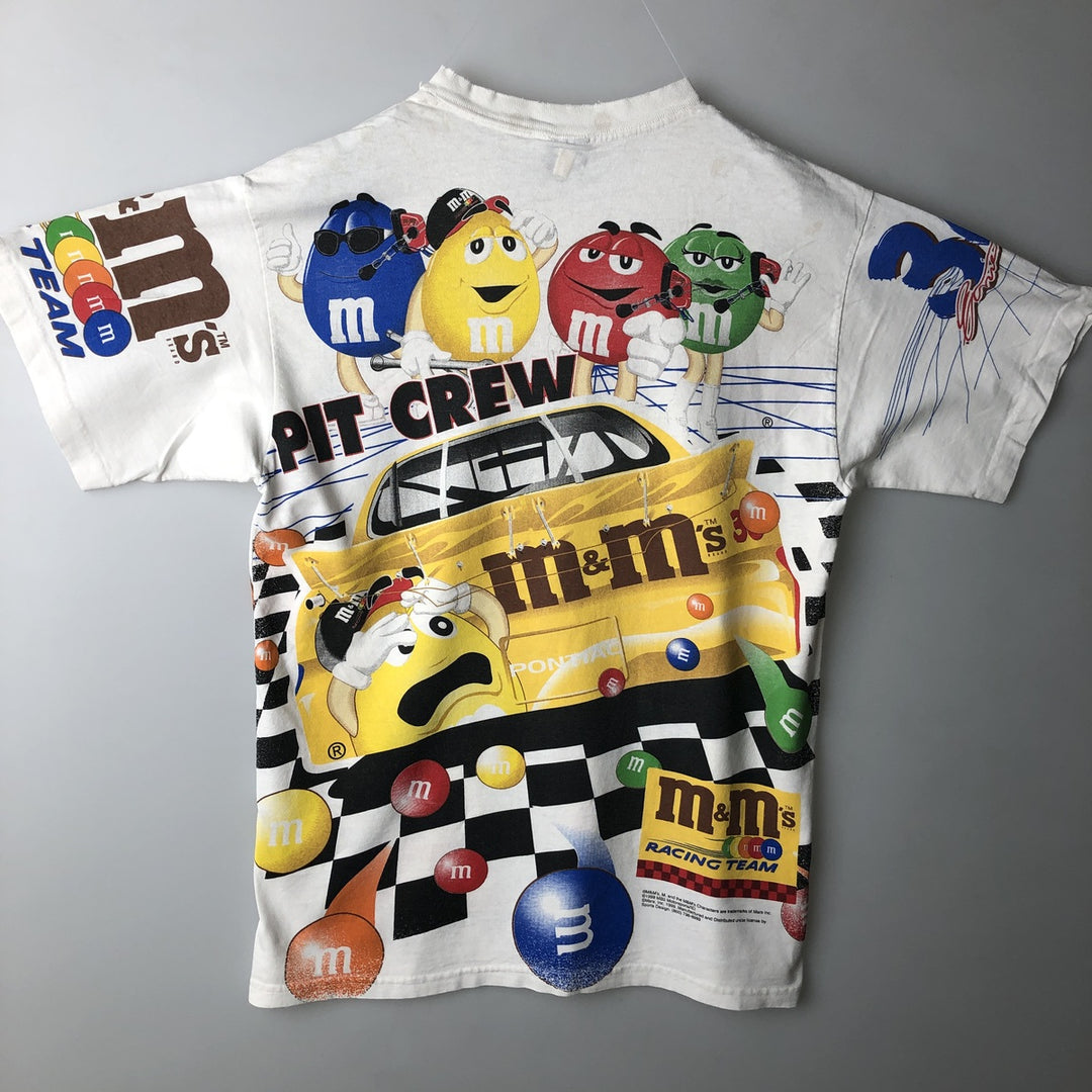 90'S M and M's advertising T-shirt, made in USA, men's size L equivalent, vintage, large print. cotton white type Vintage Second Hand