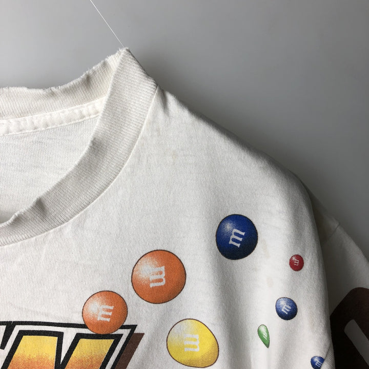 90'S M and M's advertising T-shirt, made in USA, men's size L equivalent, vintage, large print. cotton white type Vintage Second Hand