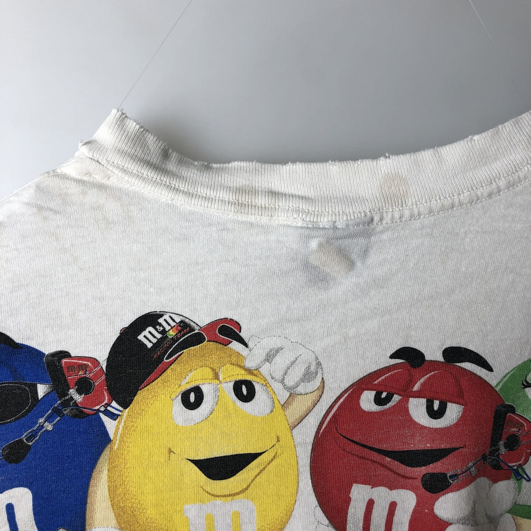 90'S M and M's advertising T-shirt, made in USA, men's size L equivalent, vintage, large print. cotton white type Vintage Second Hand