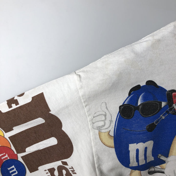 90'S M and M's advertising T-shirt, made in USA, men's size L equivalent, vintage, large print. cotton white type Vintage Second Hand