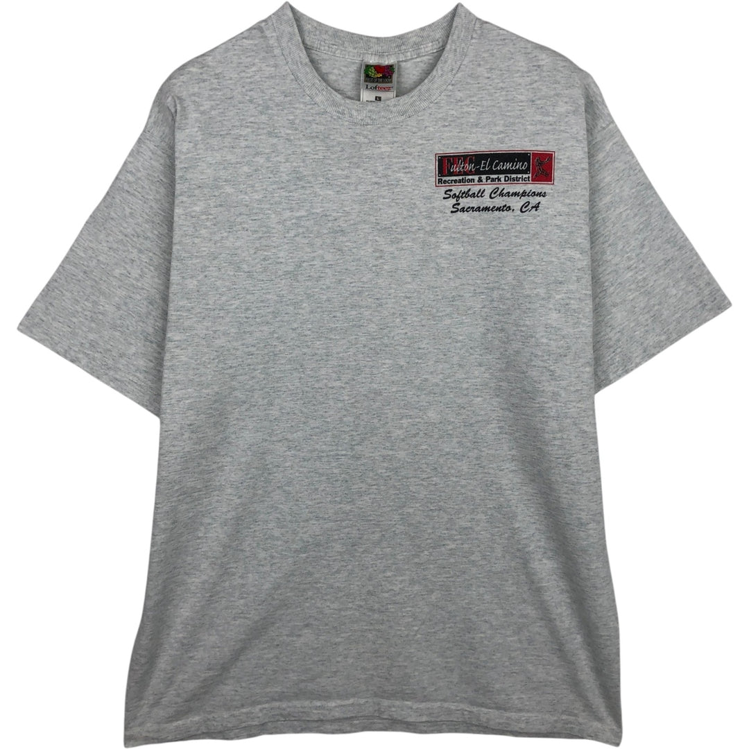 2000'S Fruit of the Loom print T-shirt, men's size L cotton gray type Vintage Second Hand