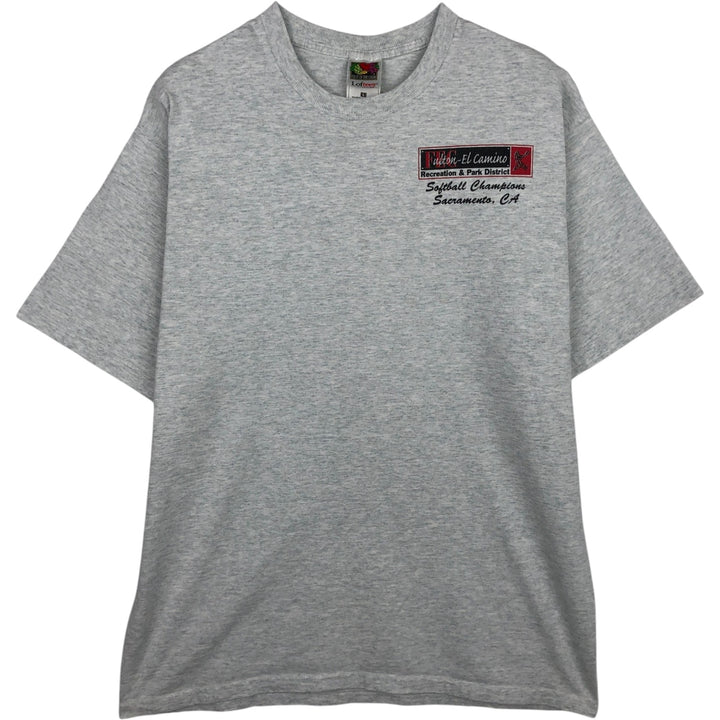 2000'S Fruit of the Loom print T-shirt, men's size L cotton gray type Vintage Second Hand